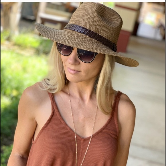Infinity Raine Accessories - LAST ONE Panama Hat w/ Braided Vegan Leather Trim